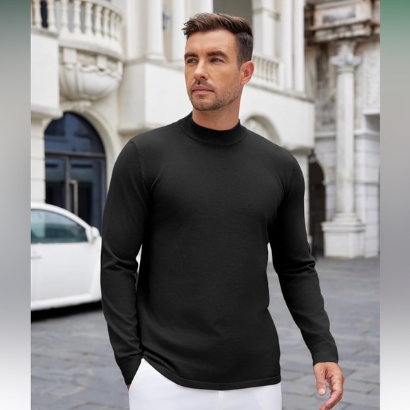 NWT COOFANDY Mock Turtleneck Long Sleeve SAW WE Lightweight Pullover Sweater - Picture 6 of 14